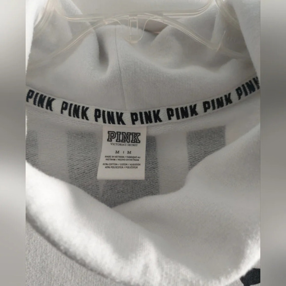 Victoria's secret pink cowl neck arm spellout Forest green/white sweater M - Picture 8 of 14